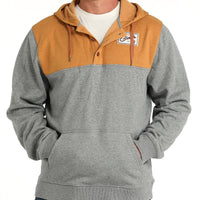 Cinch Men's Color Block Logo Pullover Hoodie in Gold & Grey