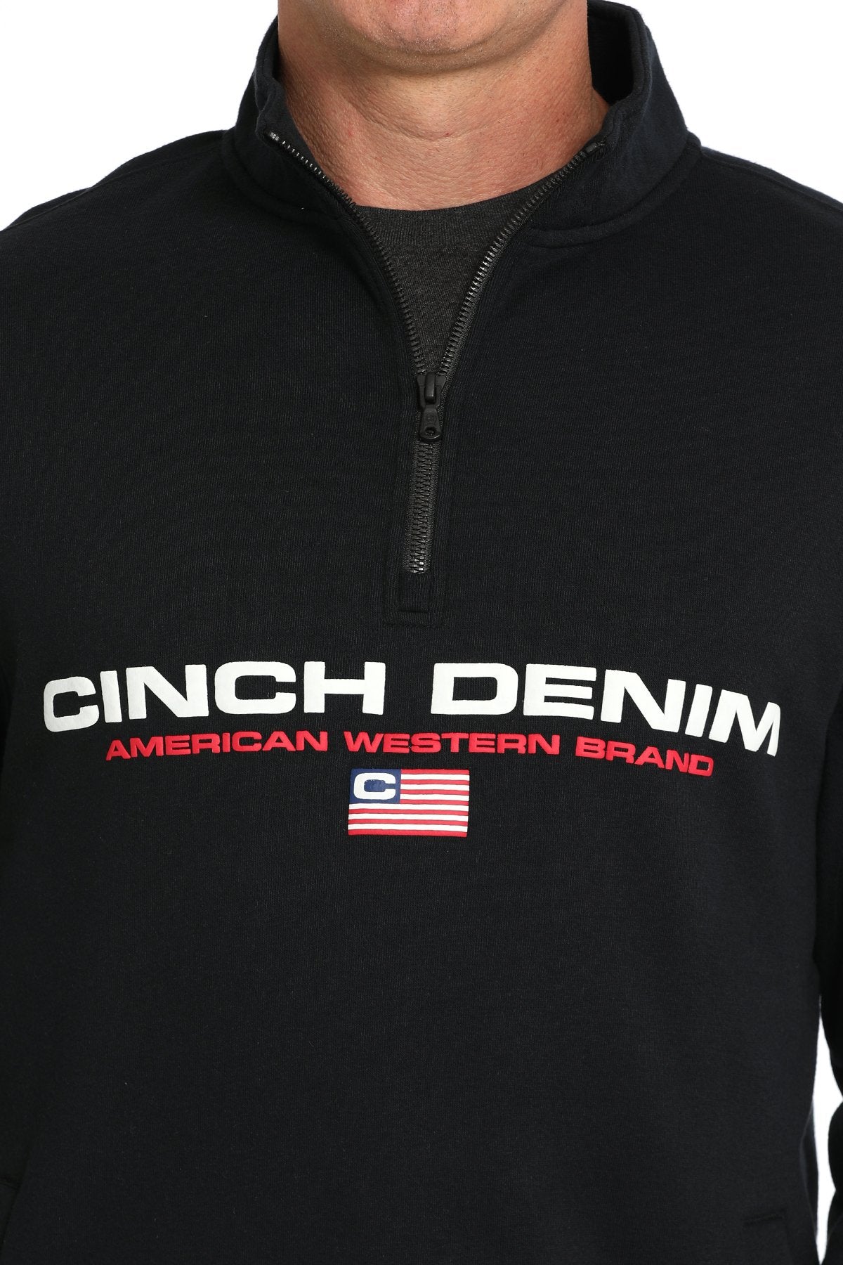 Cinch Men's Vintage American Logo 1/4 Zip Fleece Pullover in Black