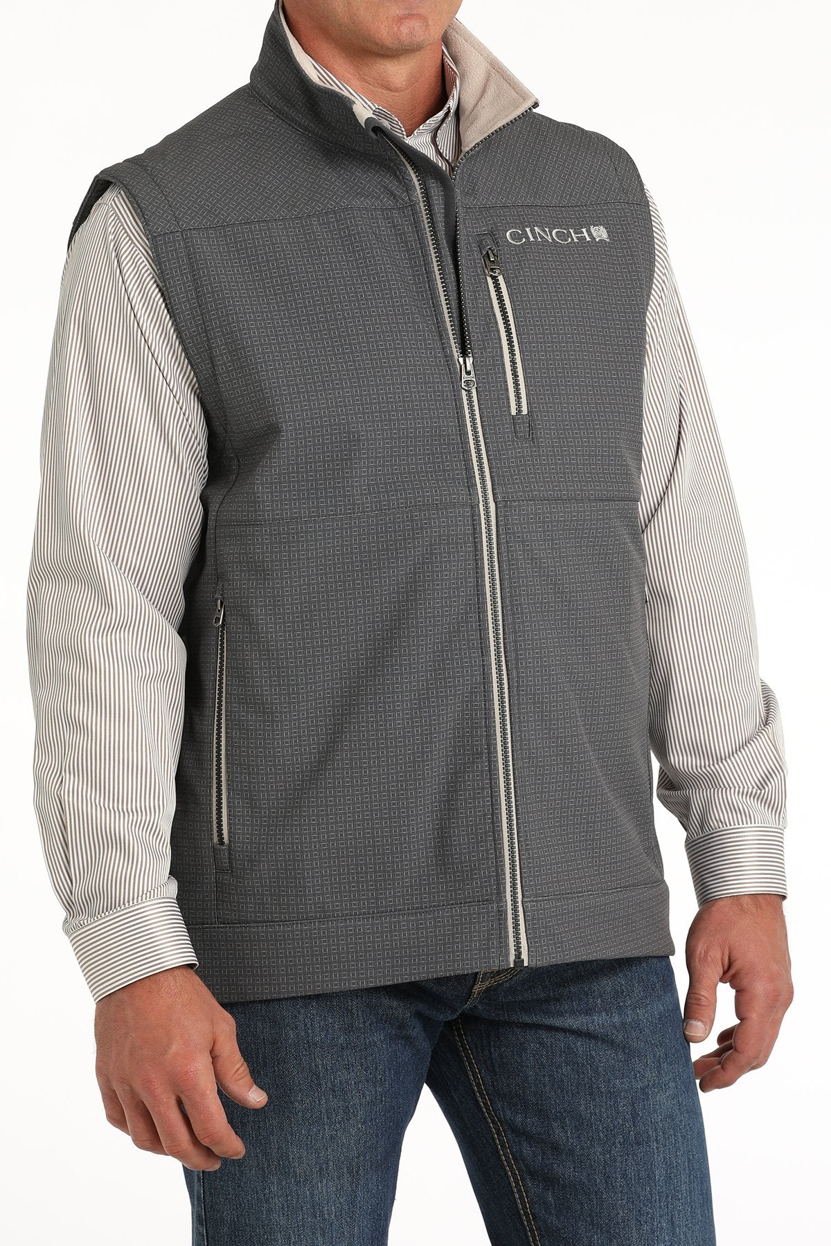 Cinch Men's Geometric Concealed Carry Bonded Vest in Gray