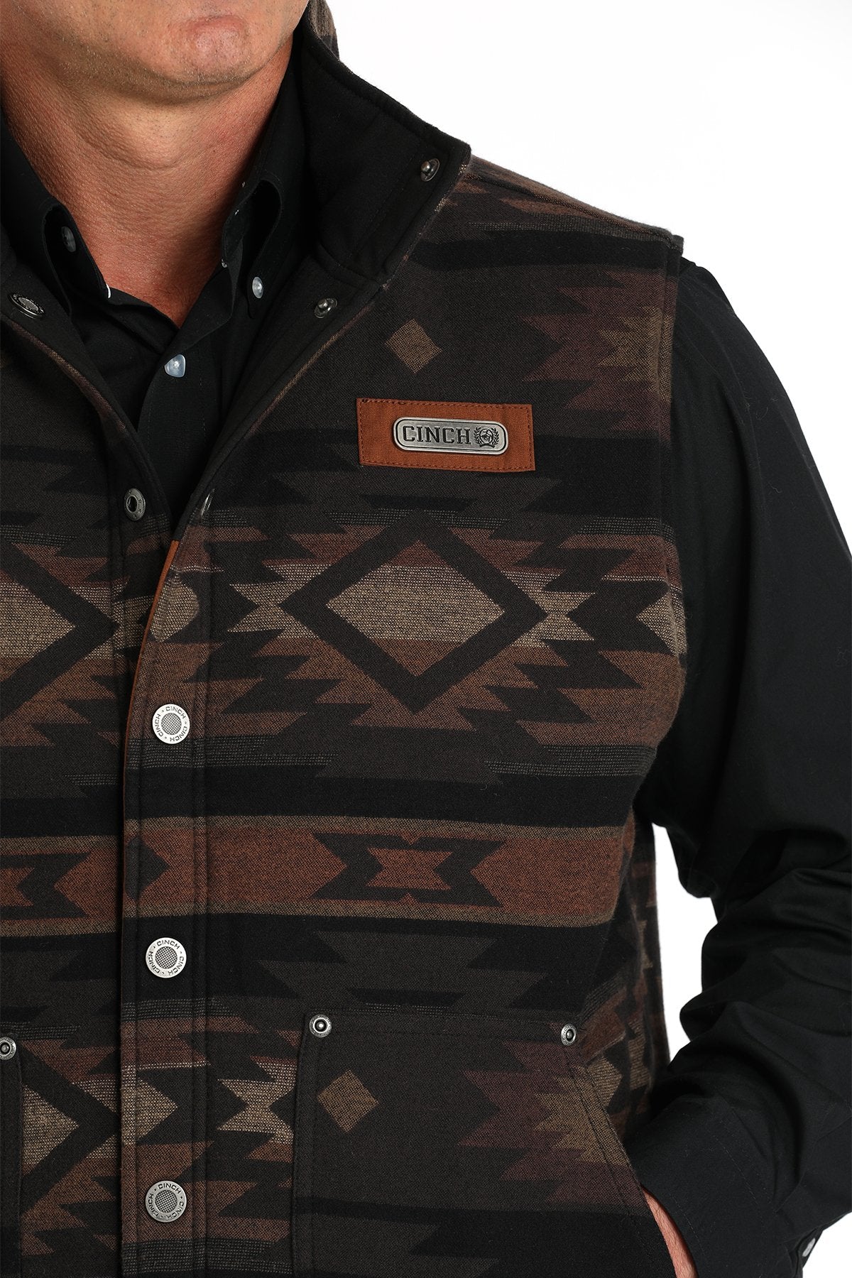 Cinch Men's Reversible Quilted Vest in Brown & Black