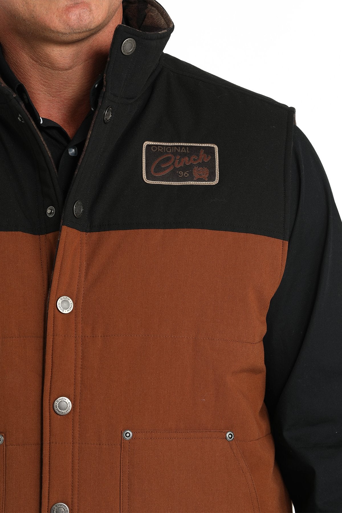 Cinch Men's Reversible Quilted Vest in Brown & Black