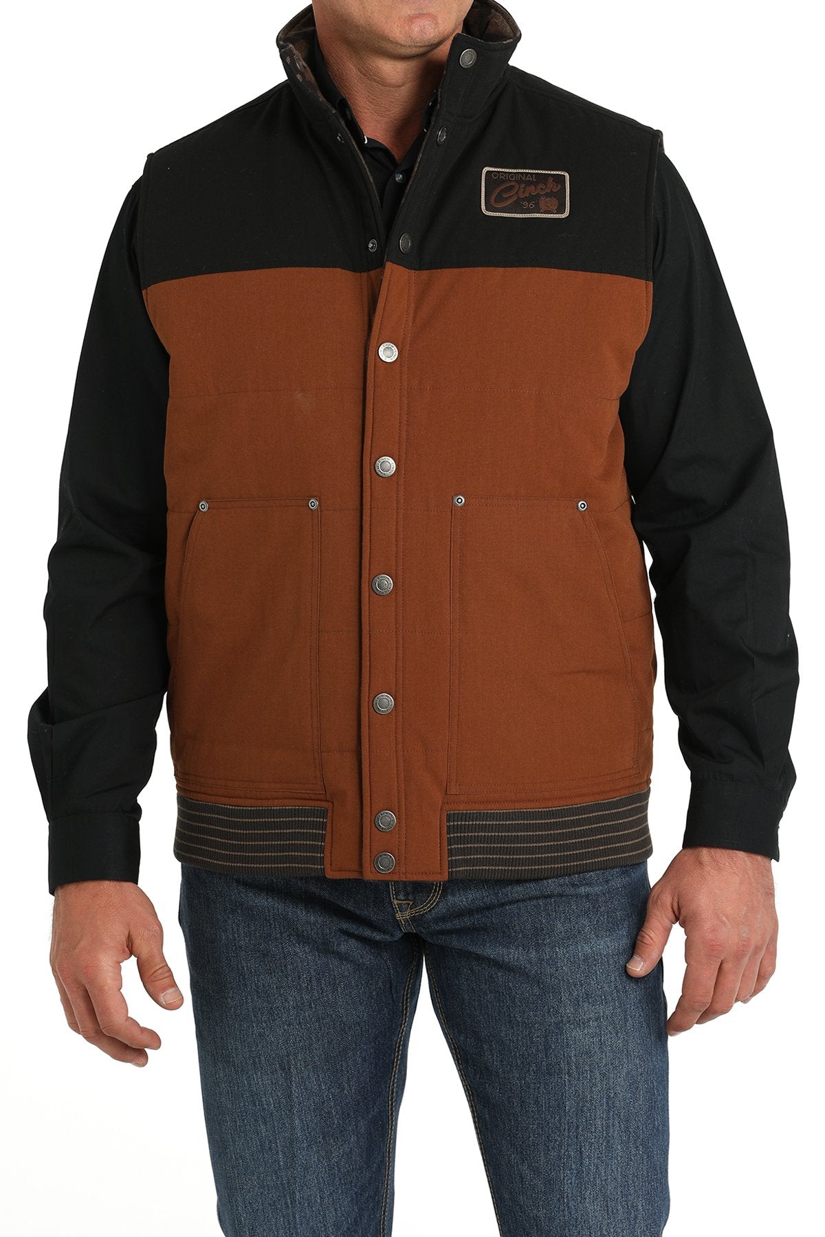 Cinch Men's Reversible Quilted Vest in Brown & Black