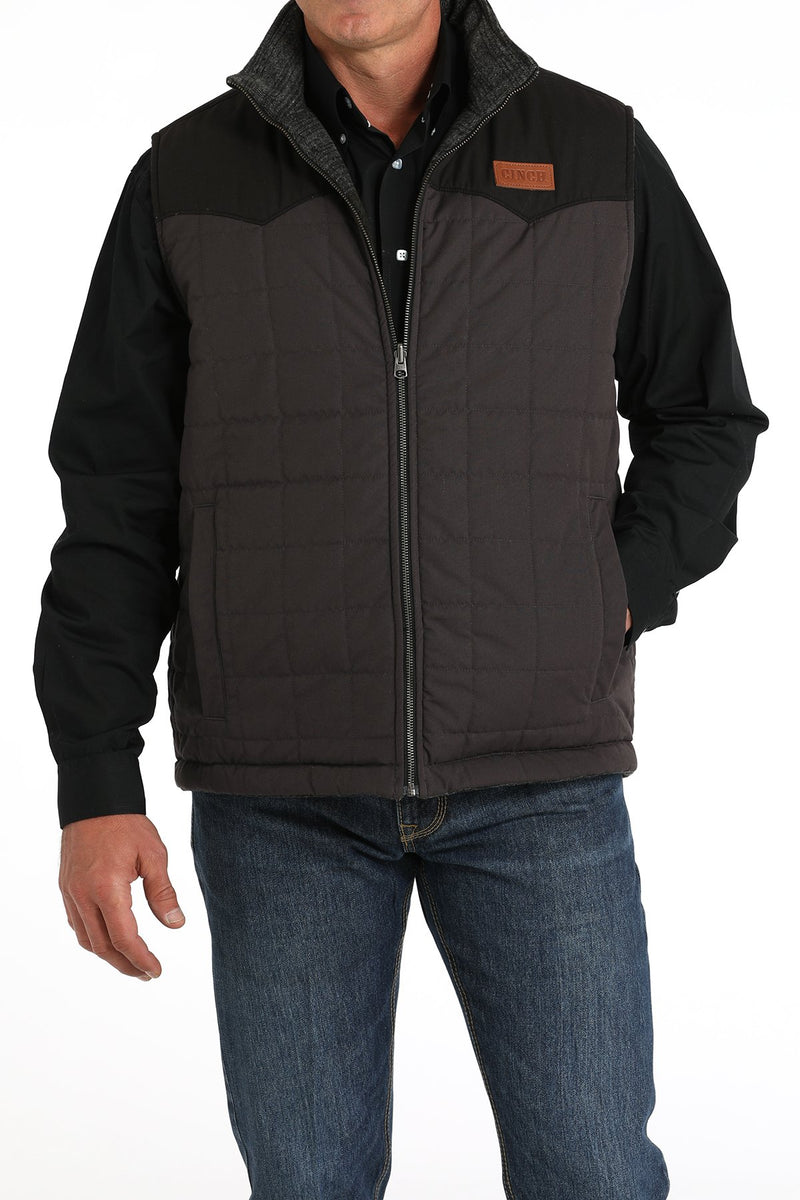 Cinch Men's Reversible Quilted Vest in Black & Charcoal