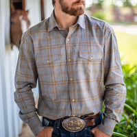 Flynt Western Men's Amistad Western Pearl Snap Shirt in Gray Plaid