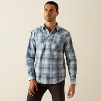 Ariat Men's Hunter L/S Retro Fit Western Snap Shirt in Light Blue Plaid