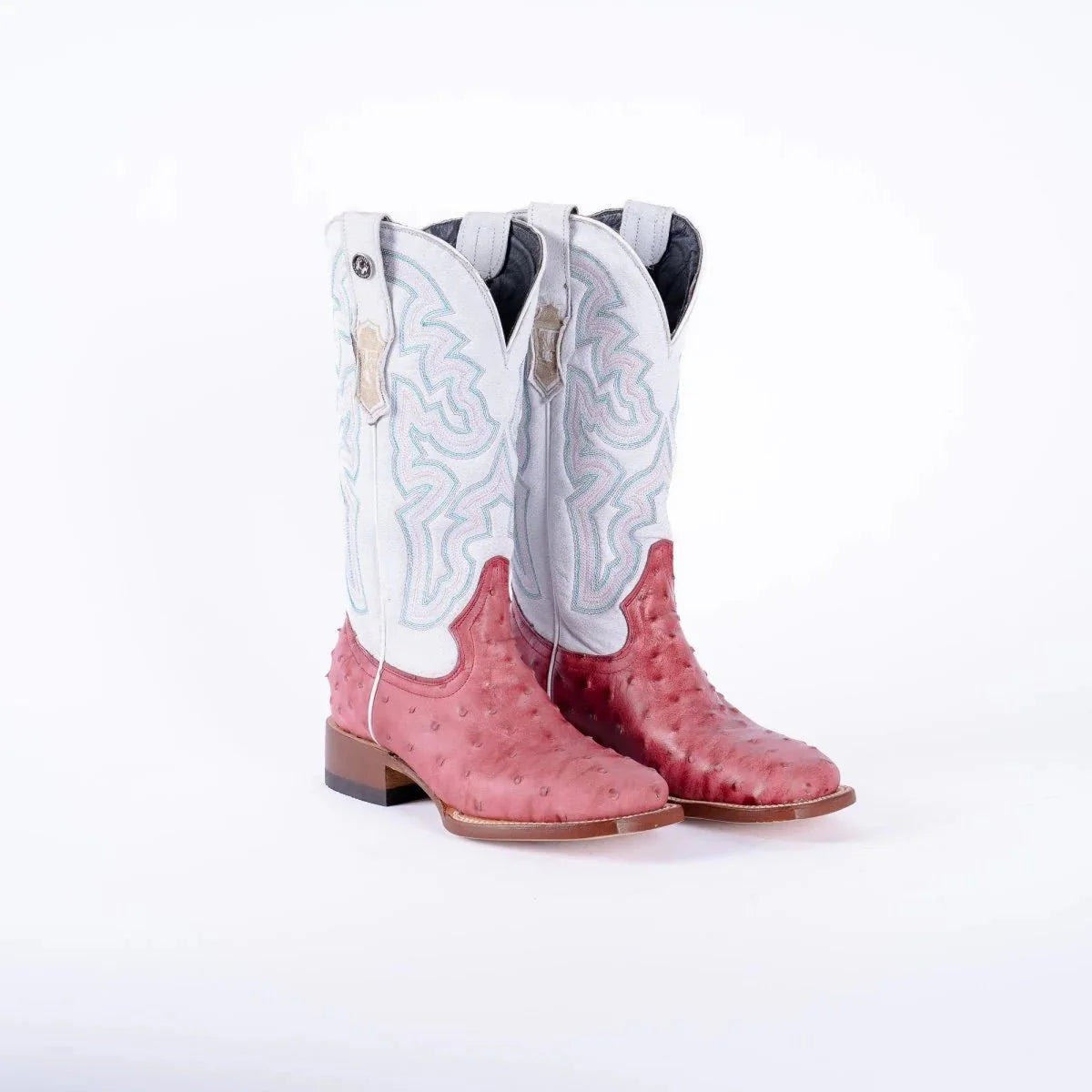 Tanner Mark Women's Pink Ostrich Print Western Boot