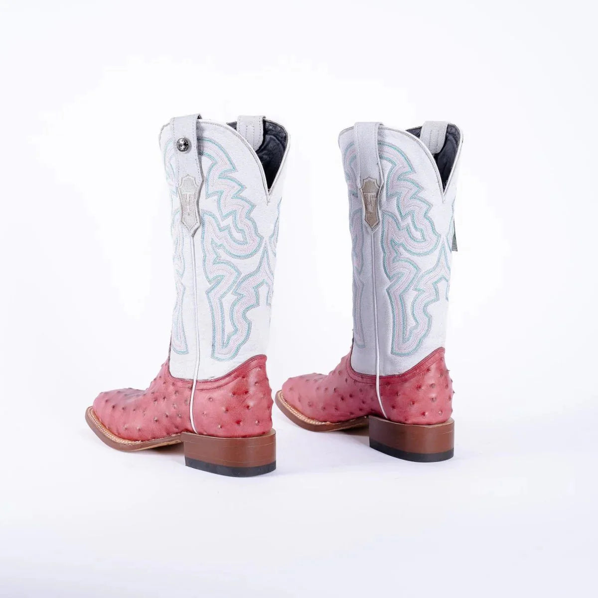 Tanner Mark Women's Pink Ostrich Print Western Boot