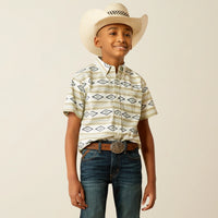 Ariat Boy's S/S Christopher Classic Fit Western Button Down Shirt in Mint