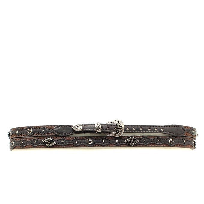 Twister Two-Tone Leather Diamond Overlay & Concho Hatband