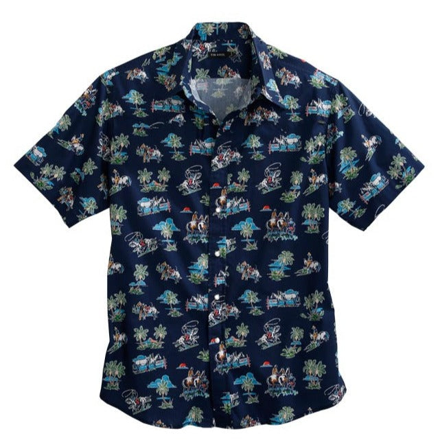 Tin Haul Men's Tropical Cowboy Short Sleeve Western Snap Shirt