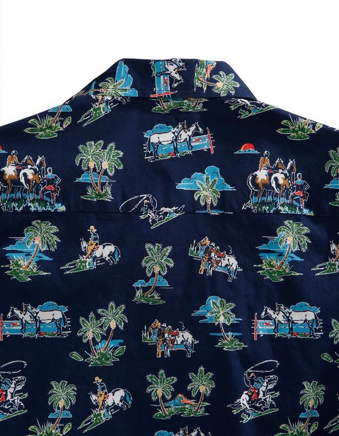 Tin Haul Men's Tropical Cowboy Short Sleeve Western Snap Shirt