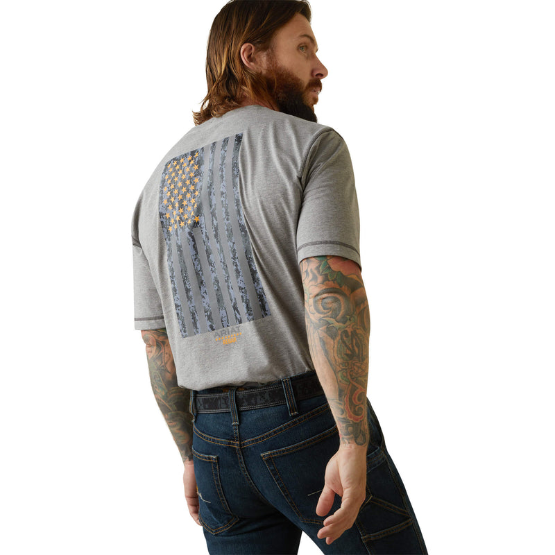 Ariat Men's Rebar Workman Reflective Flag T-Shirt-Heather Grey