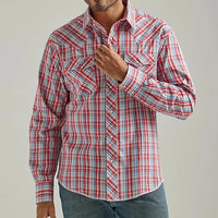 Wrangler Men's Long Sleeve Snap Shirt- Candy Apple Red