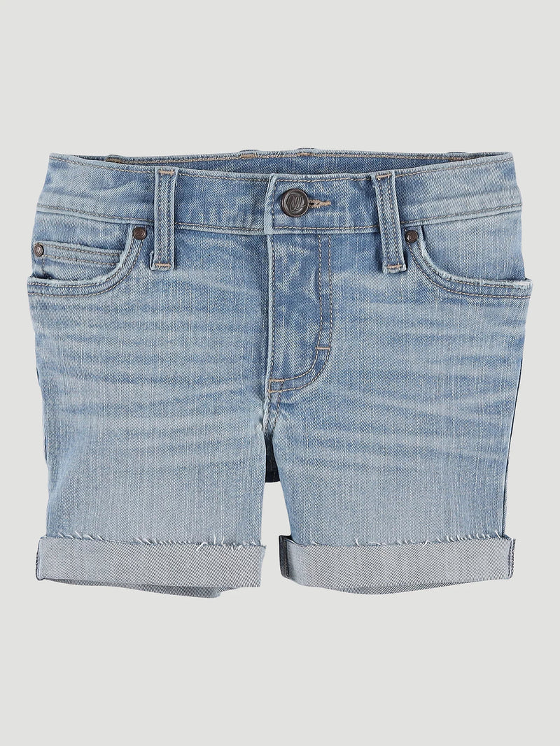 Wrangler Girl's Cuffed Raw Hem Denim Shorts-Devon