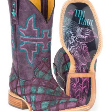 Tin Haul Women's Chevron Patchwork Boot with Eagle Sole