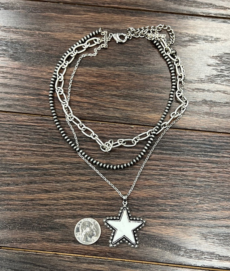 Silver Navajo Chain and Star Necklace
