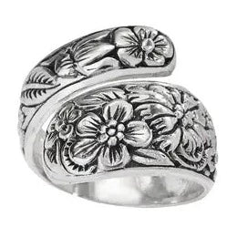 Sterling Silver Victorian Twist Floral Ring