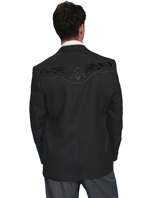 Scully Men's Black Western Blazer with Black Tonal Embroidery