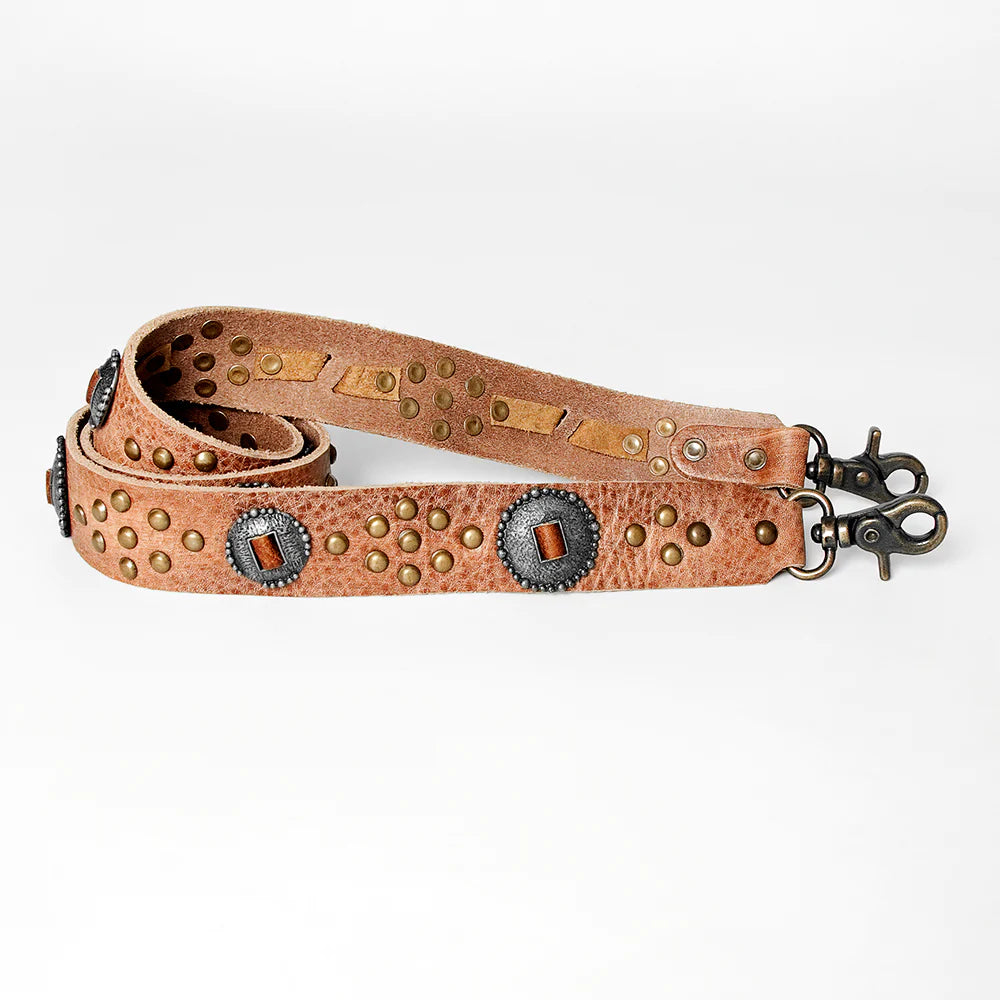 American Darling Hand Carved and Studded Purse Strap with Conchos