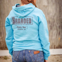 BRANDED Fleece Hoodie- Turquoise Heather