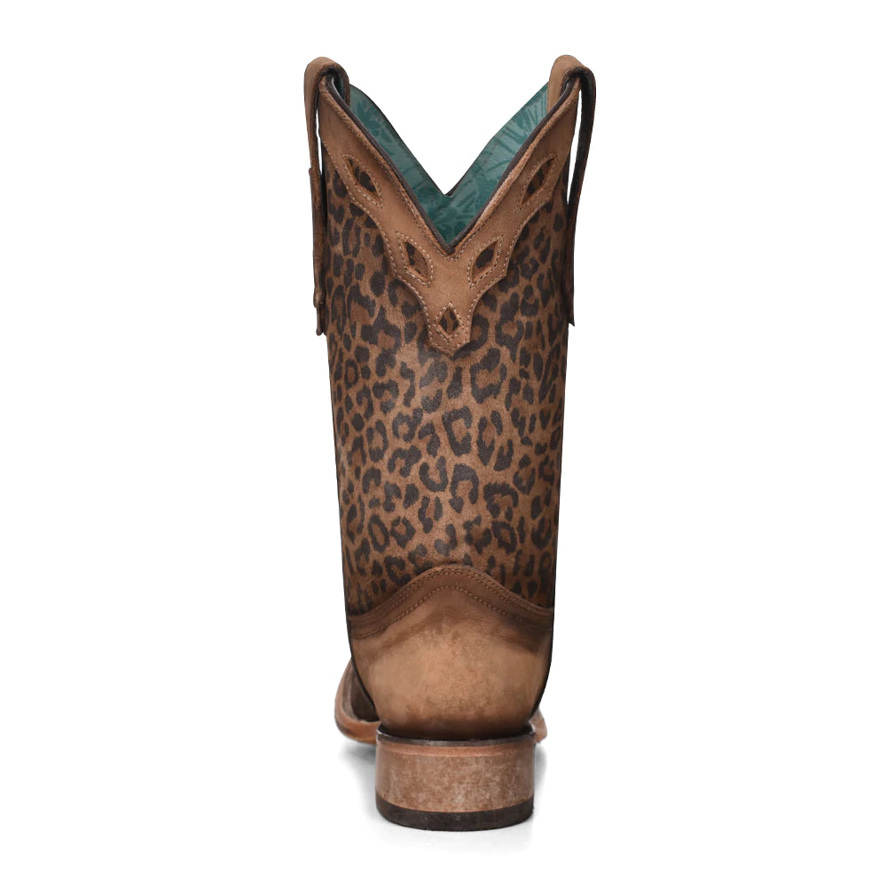 Corral Women's Sanded Leopard Print Overlay Boot