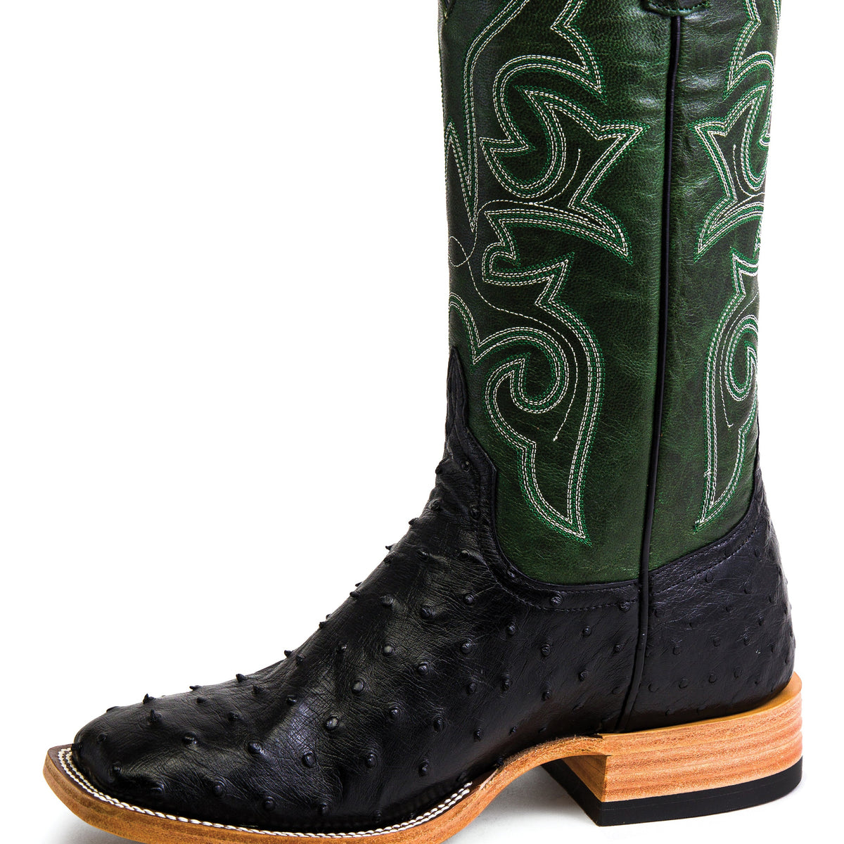 Horse Power Black FQ Ostrich Boot-Emerald Explosion