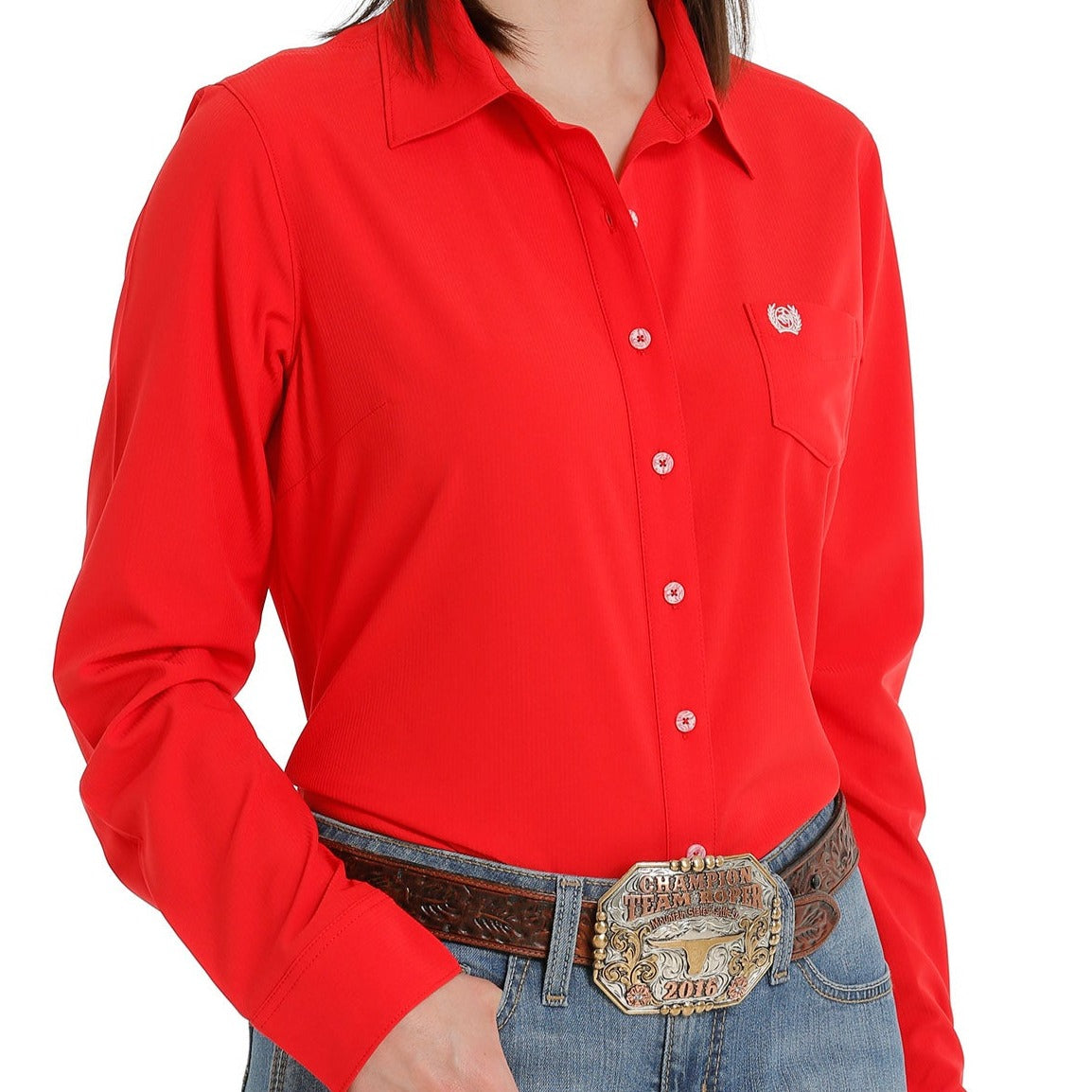Cinch Women's Solid Red Arenaflex Button Down Western Shirt
