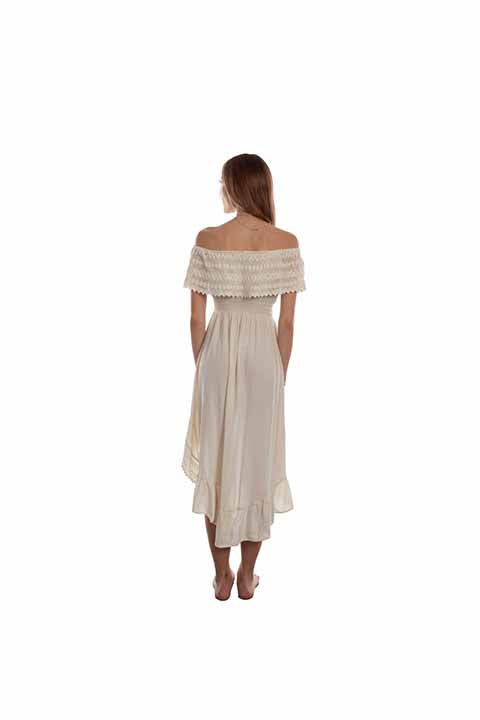 Cantina By Scully Women's Off The Shoulder High Low Dress in Vanilla