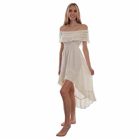 Cantina By Scully Women's Off The Shoulder High Low Dress in Vanilla