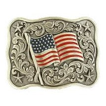 Nocona Rectangle American Flag Belt Buckle