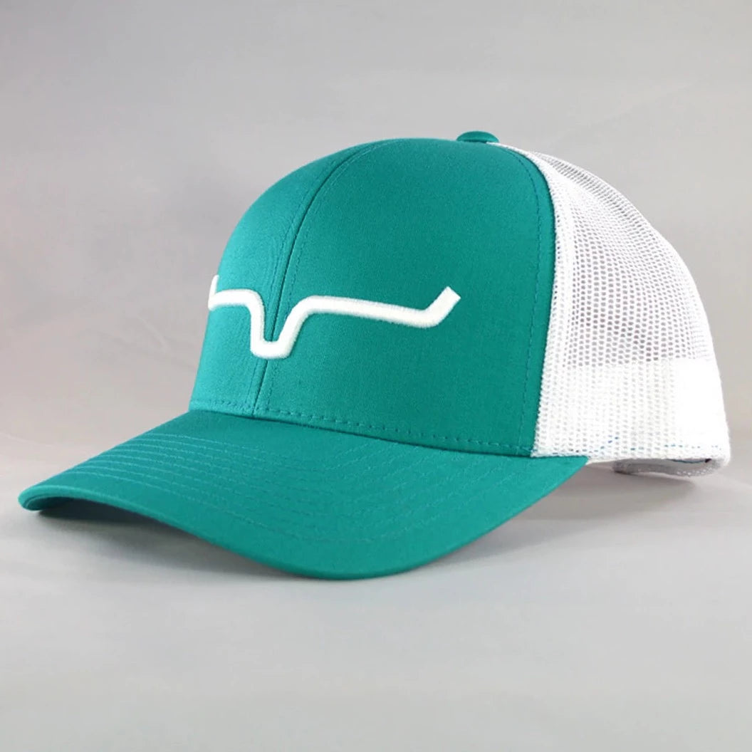 Kimes Ranch Weekly Trucker- Teal/ White Hat