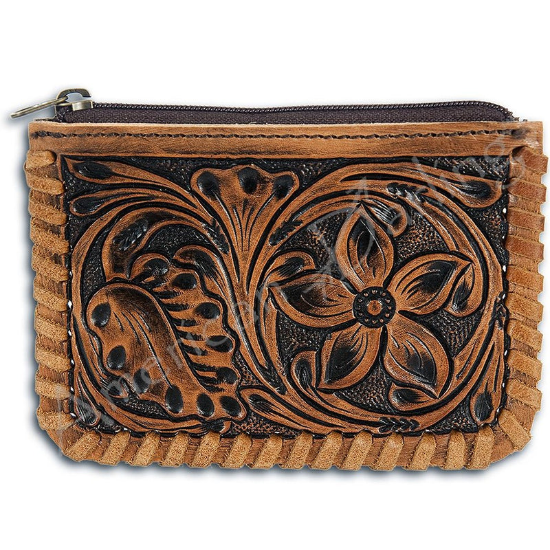 Keep It Gypsy Trifold Gold Distressed Hand Tooled Wallet Wristlet with  Cream Strap