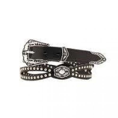 Nocona Leather Cut Out with Stud-Black