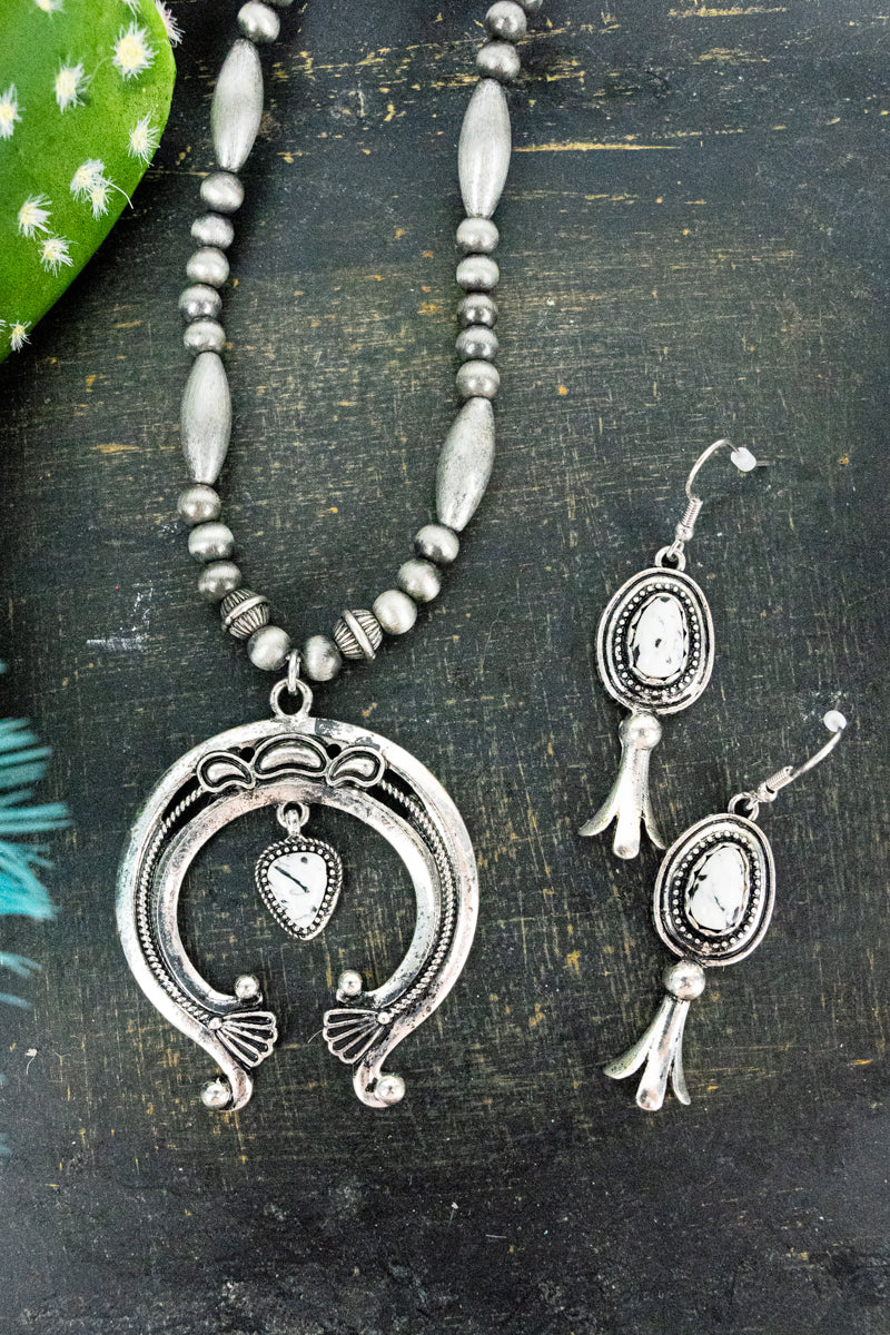 Silver Pendant Necklace and Earring Set