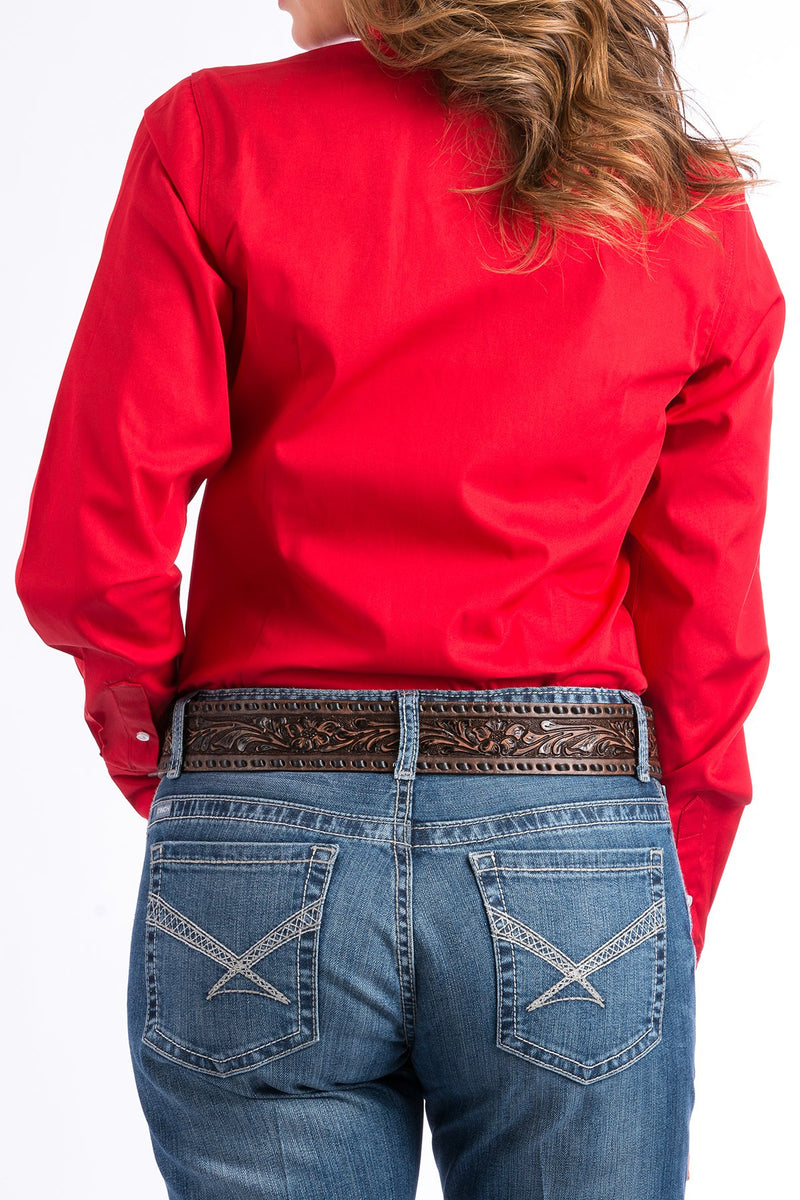 Cinch Women's Solid Red Button Down Shirt