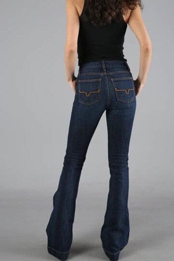 Kimes Ranch Women's Jennifer Dark Wash Ultra High Rise Flare Jean